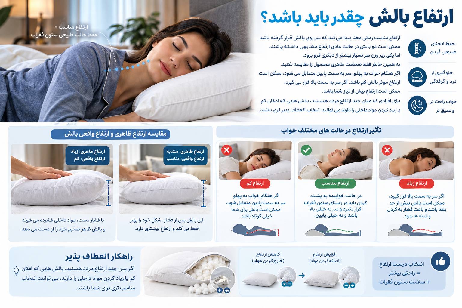 ارتفاع بالش چقدر باید باشد؟