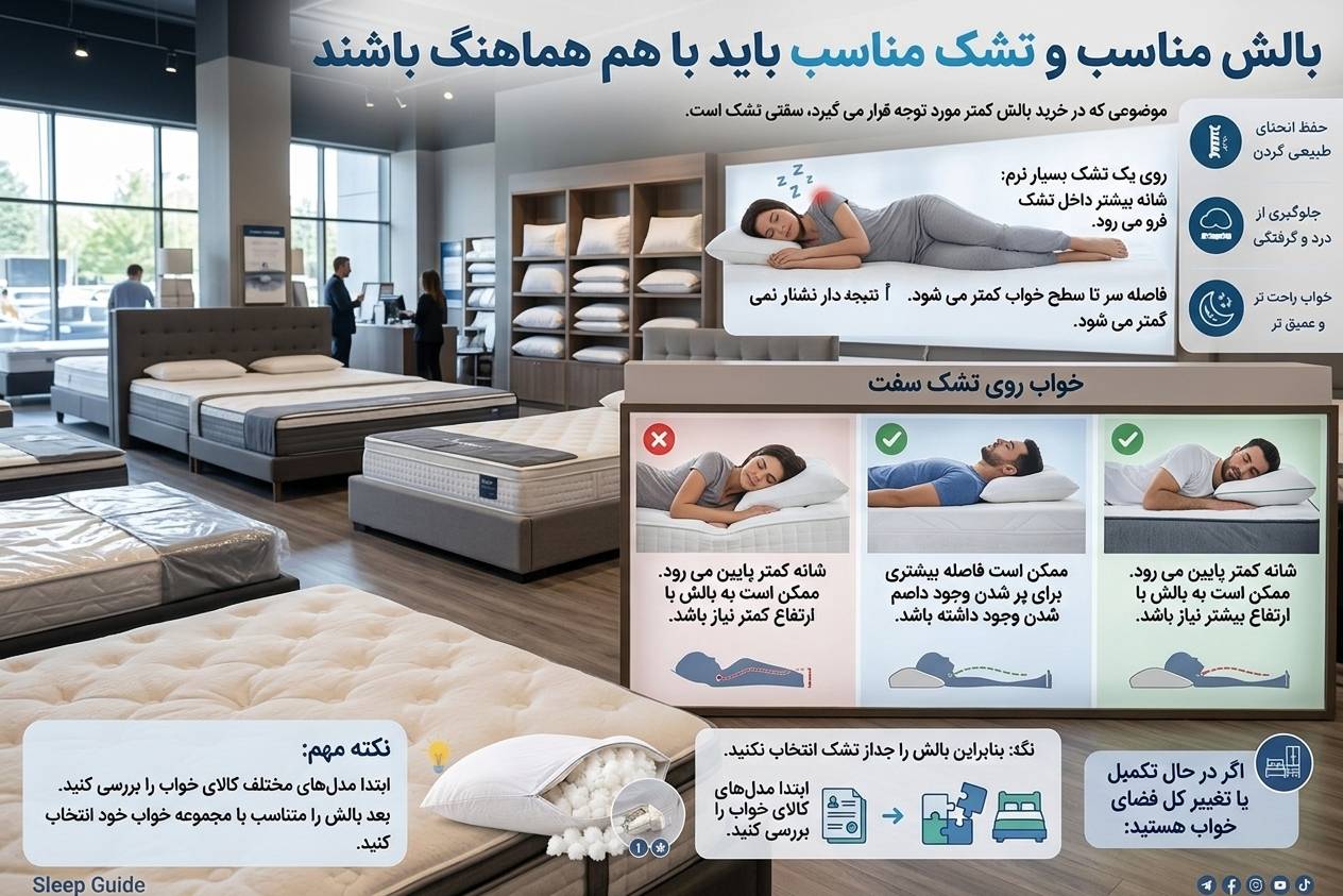 بالش مناسب و تشک مناسب باید با هم هماهنگ باشند